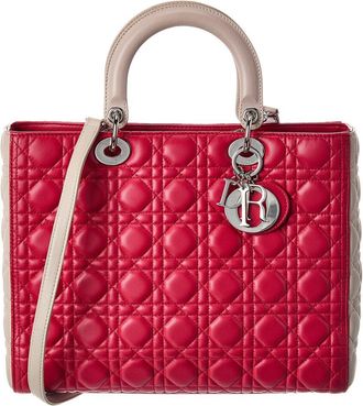 Dior Pink Lambskin Leather Cannage Large Lady Dior (Authentic Pre-Loved)