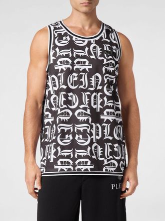 Philipp Plein Canotta Gothic in cotone con logo a contrasto e scollo rotondo