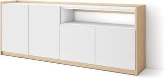 Skraut Home Aparador efecto madera blanco y roble 210x37x80cm