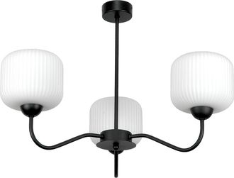 OEM L&aacute;mpara De Techo Colgante Cl&aacute;sica Negra Con Pantalla De Cristal Blanco 15-402 Belinda