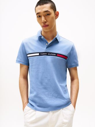 Tommy Hilfiger Poloshirt TOMMY HILFIGER HILFIGER CHEST INSERT REG POLO, Herren, Gr. S, blau (brisk blau), Piqu&eacute;, Obermaterial: 96% Baumwolle, 4% Elasthan, Rippb&uuml;ndch