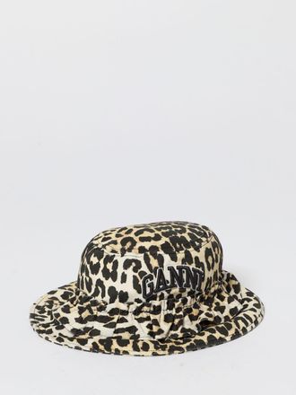 Ganni Cappello Ganni in twill di cotone stampa animalier