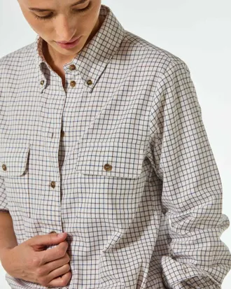 Serena Bute Cotton Check Shirt - Brown and Navy