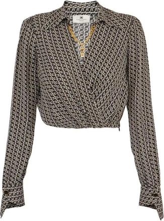 Elisabetta Franchi Dames, Blouses & Shirts, Zwart, Maat: L Leer