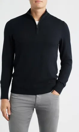 Mizzen+Main Heritage Quarter Zip Sweater in Black at Nordstrom, Size Small