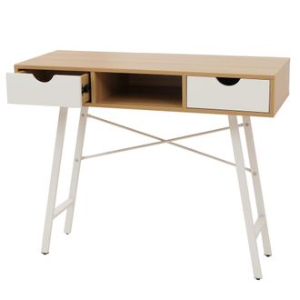 Hhg Non Utilizzato] Scrivania Consolle Tavolino Sideboard Hhg 162 Legno Effetto 3d 100x40cm Bianco Legno