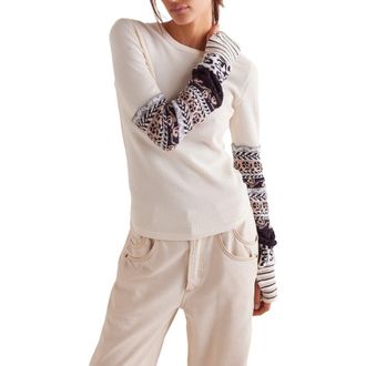 Free People All In Cuff Knit Top in Ivory Combo at Nordstrom Rack, Size Small