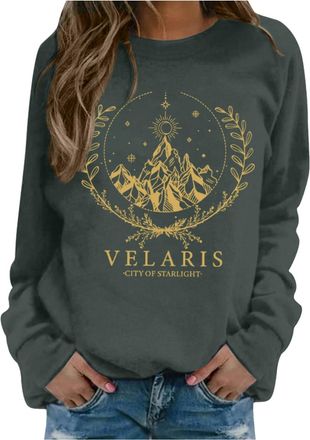 Generic WomenS Fourth Wing Sweatshirt Without Hood with Velaris City of Starlight Fantasy Graphic Print Crew Neck Long Sleeve Casual Pullover Winter Funny Lad