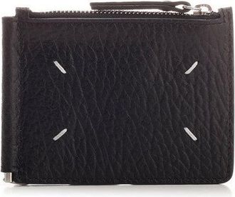 Maison Margiela Rectangular Black Calf Leather Wallet With Distinctive Stitching