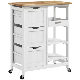 HOMCOM Carrito de cocina 67x37x85.5 cm blanco