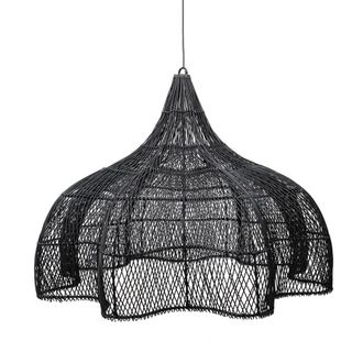 Bazar Bizar L&aacute;mpara colgante de rat&aacute;n en negro 110x110x80 cm