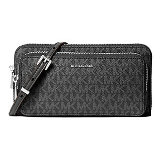 Michael Kors Tassen, Dames, Zwart, ONE Size, Polyester, Jet Set Large Signature Logo Continental Crossbody Tas