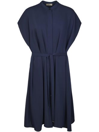 Herno Flowing Blue Dress with High Neckline