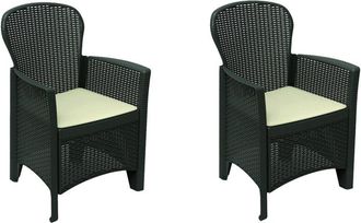 Dmora Conjunto De 2 Sillas De Exterior Como, Asiento De Jard&iacute;n, Para Interior O Exterior, Con Reposabrazos, Fabricado En Italia, 59x57 H86 Cm, Antracita - D