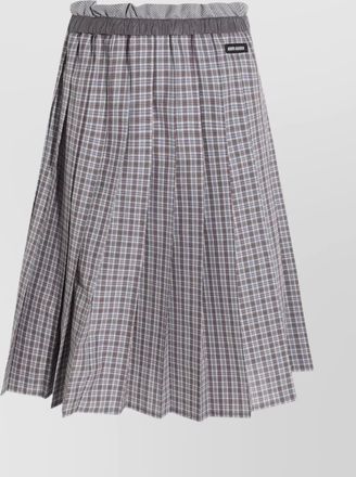 Miu Miu cotton checked gathered pleated skirt