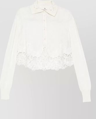 Ermanno Scervino cashmere lace-trim long-sleeve knitted shirt