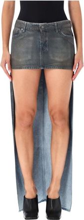 7 For All Mankind Asymmetrische Minirok Nolita - Dames - Spijkerrokken - Grijs - W28 - Katoen - Rokken