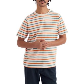 Seasalt Cornwall Seven Seas Sailor Striped Organic Cotton T-shirt in Duet Breton Ecru Tangerine at Nordstrom, Size Xx-Large