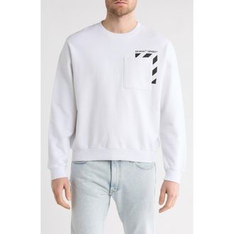 Off-white Diagonal Pocket Crewneck Sweatshirt in Black And White at Nordstrom Rack, Size Medium