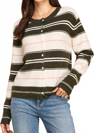 Pinch Design Striped Cardigan In Cream