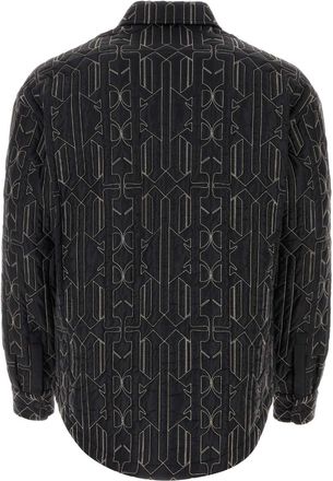 Palm Angels Mens Embroidered Nylon Padded Shirt Anthracite Camicie
