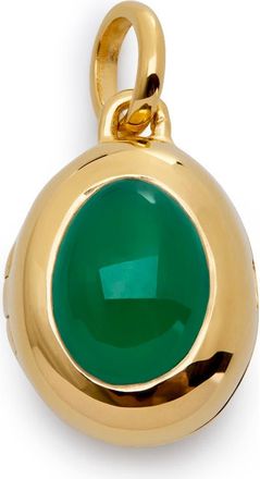 Monica Vinader Birthstone Locket Pendant in 18Ct Gold Vermeil /Green Onyx at Nordstrom