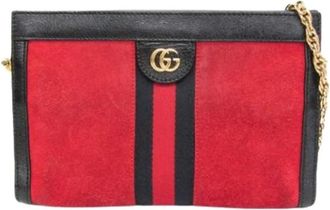 Gucci Pre-owned Ophidia Schoudertas - Dames - Vintage Clutch - Rood - ONE Size - Leer - Vintage