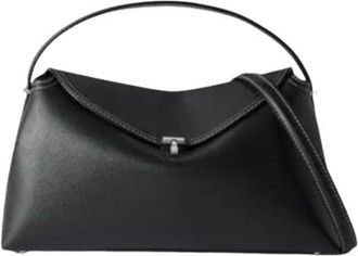 Toteme Black T-Lock Grained Leather Bag