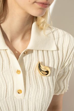 Bottega Veneta Teardrop-shaped Brooch, Womens, Gold