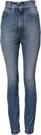 Dolce & Gabbana Womens Blue Washed Skinny High Waist Denim Jeans Light Cotton Elastane Clothing