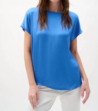 Joseph Ribkoff Straight Hammered Recycled Satin Top In Harbor Blue