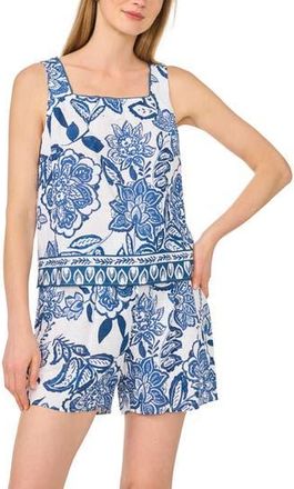 CeCe by Cynthia Steffe Floral Print Tank & Shorts Set in Denim at Nordstrom Rack, Size X-Large