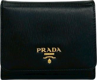 Prada Black Leather Wallet (Tri-Fold) (Pre-Owned)