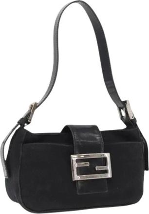 Fendi Pre-owned Shoulder Bags, female, Black, Size: ONE SIZE Pre-owned Nylon Shoulder Bag