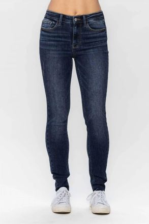 Judy Blue Womens Matilda Mid Rise Vintage Raw Hem Skinny In Blue