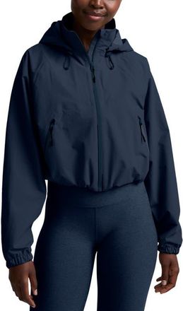 Beyond Yoga Cloudburst Adjustable Hooded Crop Jacket in Nocturnal Navy at Nordstrom, Size X-Large