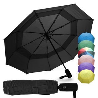 Zeno Travel Umbrella Compact - Small Umbrella for Backpack & Purse, Portable Automatic Umbrellas for Rain, Windproof, Reinforced Fiberglass Ribs, Water-Rep
