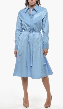 Stella McCartney Cotton Shirtdress MIA with Honeycomb Pattern and Belt Stella McCartney