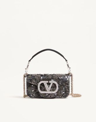 Valentino Garavani Valentino Garavani Loc&ograve; Small Embroidered Shoulder Bag With Jewel Logo Wo
