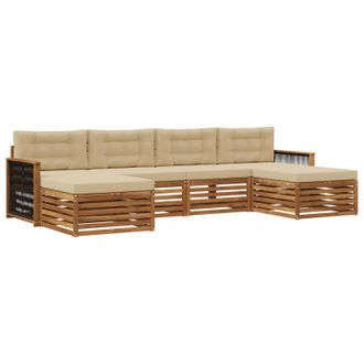 vidaXL Juegos De Sof&aacute;s Con Coj&iacute;n 6 Pcs Madera De Acacia S&oacute;lida Vidaxl