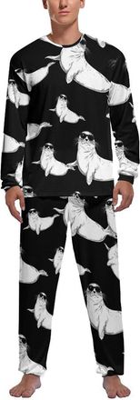 Generic Cute Seal Mens Pajamas Sets Crewneck Long Sleeve Pjs Tops Pants Soft Comfy Sleepwear