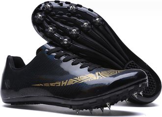 Generic Track and Field Shoes Spikes Sneakers for Running Nails Race Shoes Training Sprint Athletic Lightweight Student Competition(Black,8.5/40)