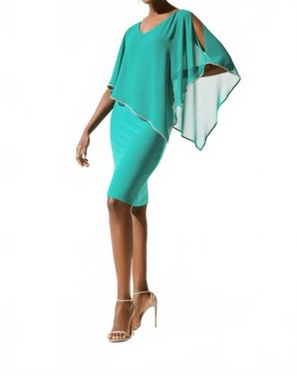 Joseph Ribkoff Womens Embellished Chiffon Overlay Sheath Dress In Jade Stone