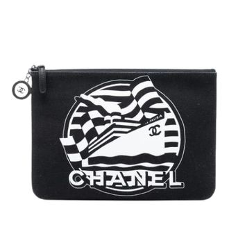 Chanel Pre-owned Canvas Clutch - Dames - Pre-owned - Zwart - Maat: ONE Size