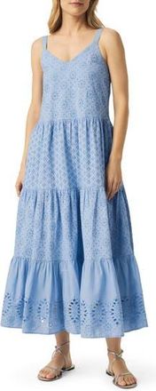 Splendid Wynona Eyelet Cotton Midi Dress in Steel Blue at Nordstrom Rack, Size X-Large