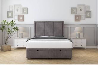 Comfort Beds Savoy Naples Ottoman Bed Base-26 Strutted Headboard in Grey | Size: Double