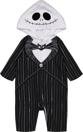 Disney Nightmare Before Christmas Jack Skellington Cosplay Hooded One Piece Jumpsuit in Jack Skellington Black at Nordstrom, Size 18-24M