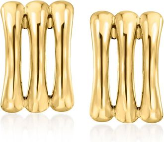 RS Pure by Ross-Simons Italian 10kt Yellow Gold Petite 3-Row Curved Hoop Earrings
