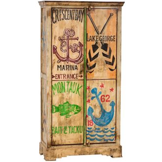 Biscottini International Armadietto da officina in legno massiccio dipinto a mano L92xPR41xH180 cm