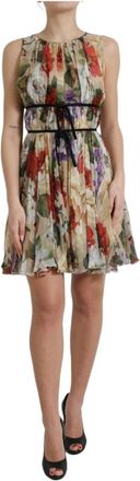 Dolce & Gabbana Mouwloze A-lijn Mini Jurk - Dames - Korte kleedjes - Veelkleurig - XS - Katoen - Kleedjes